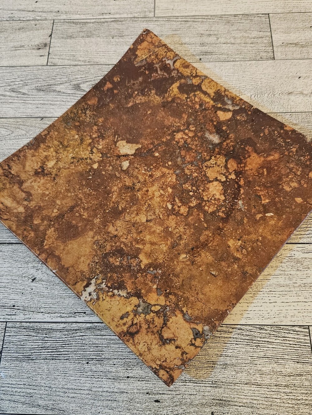 Frenchtex Vintage Dark Colored Travertine Marble Tray 8x8 Curved Corners Heavy